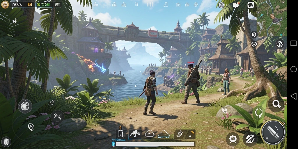Screenshot menampilkan pemandangan indah dalam gameplay Open World.