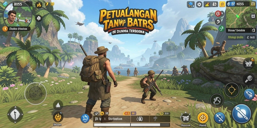 Tampilan gameplay <strong>8055</strong> yang memukau di dunia terbuka.