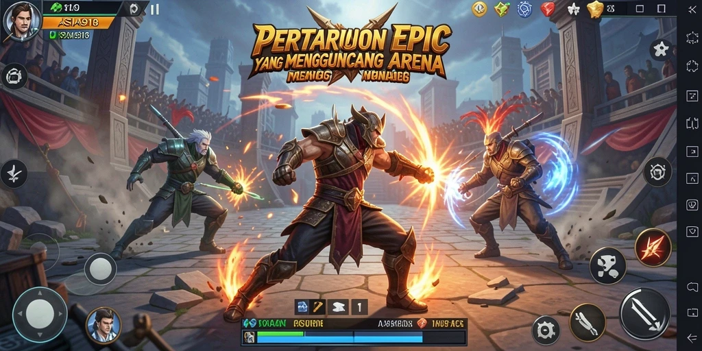 Tangkapan layar utama ASIA918 menunjukkan aksi pertarungan yang mendebarkan.