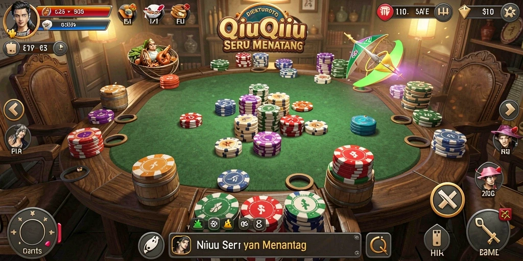 Tampilan menarik dari gameplay QiuQiu DIREKTURTOTO.