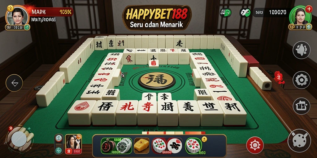 Gameplay HAPPYBET188 yang seru dalam permainan Mahjong.