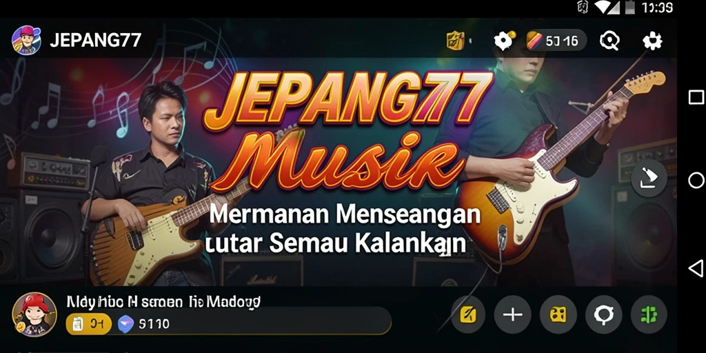 Screenshot permainan JEPANG77 menampilkan momen seru saat bermain musik.