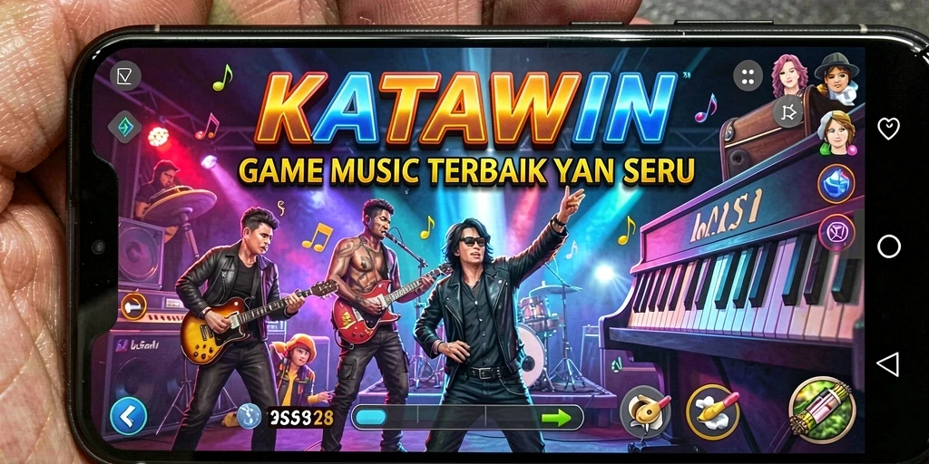 Tampilan menarik dari gameplay musik KATAWIN yang seru dan menantang.