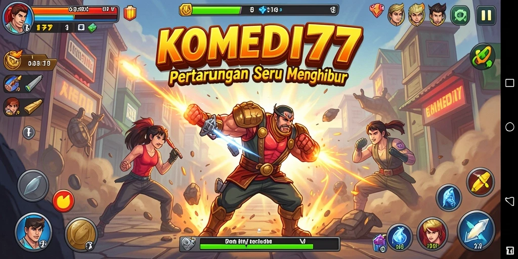 Gameplay menarik KOMEDI77 dengan karakter unik dalam pertarungan seru.