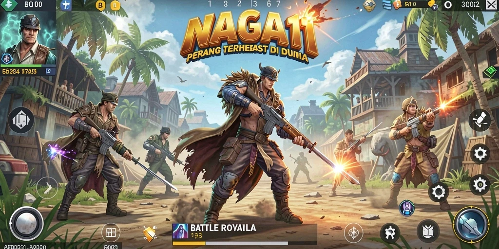 Tampilan menarik dari gameplay seru dalam NAGA11 Battle Royale.