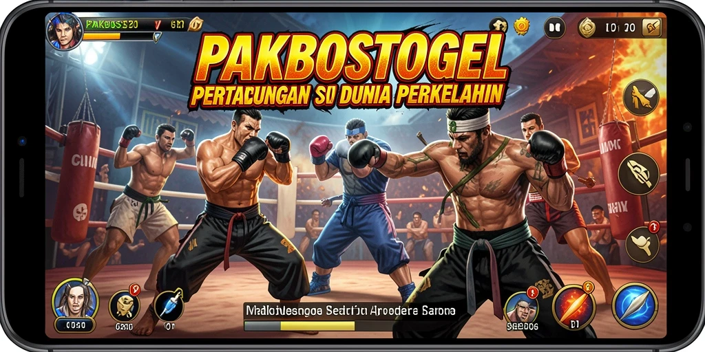 Tampilan gameplay PAKBOSTOGEL yang seru dengan aksi pertarungan mendebarkan.