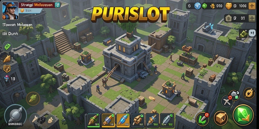 Screenshot gameplay PURISLOT menampilkan aksi pertahanan yang mendebarkan.
