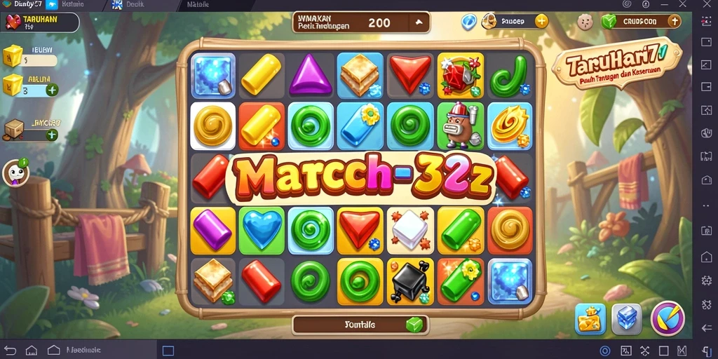 Tampilan gameplay TARUHAN77 dengan aksi Match-3 yang seru.